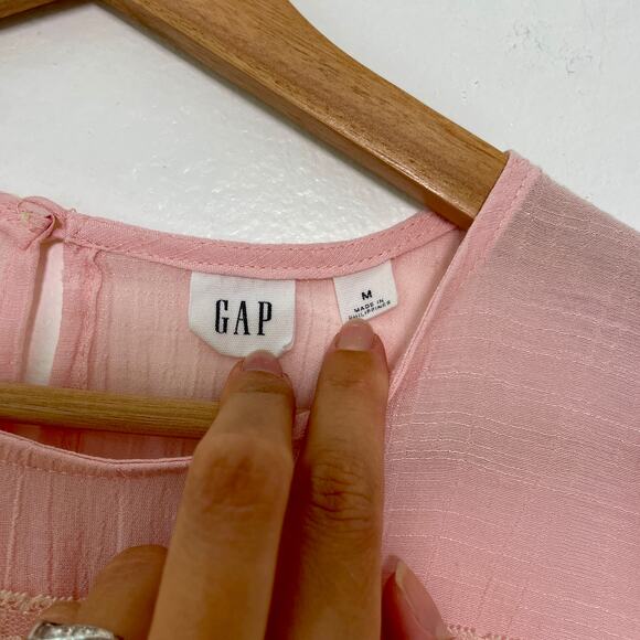 GAP – Pink Lace Panel Long Sleeve Blouse - Picture 7 of 8